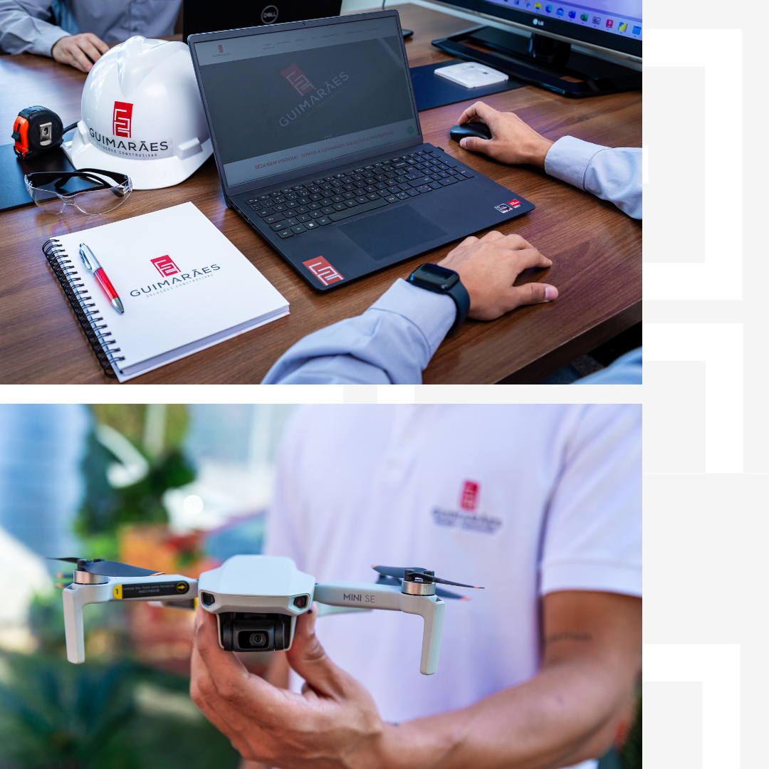 profissionais com drone e notebook trabalhando