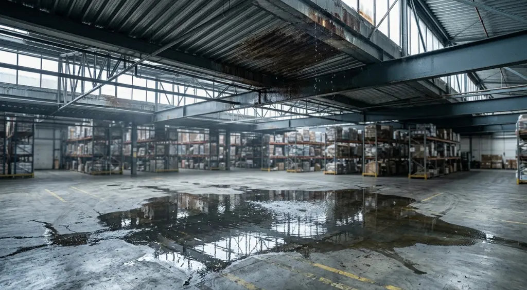infiltração em galpão industrial